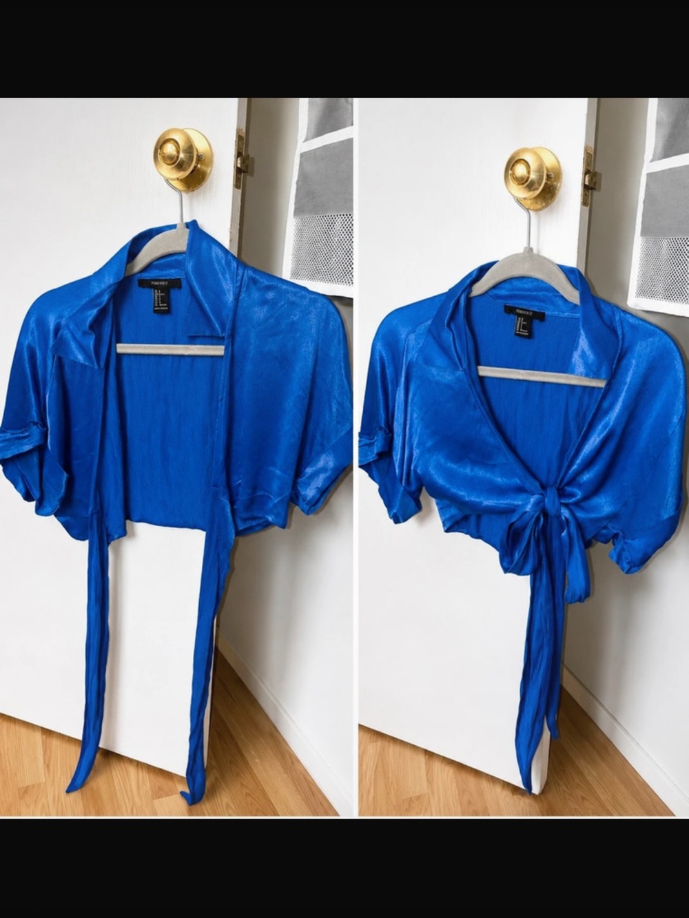 Chelsea & Violet Cobalt Satin Tie-Front Bolero